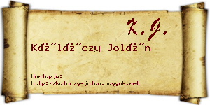 Kálóczy Jolán névjegykártya